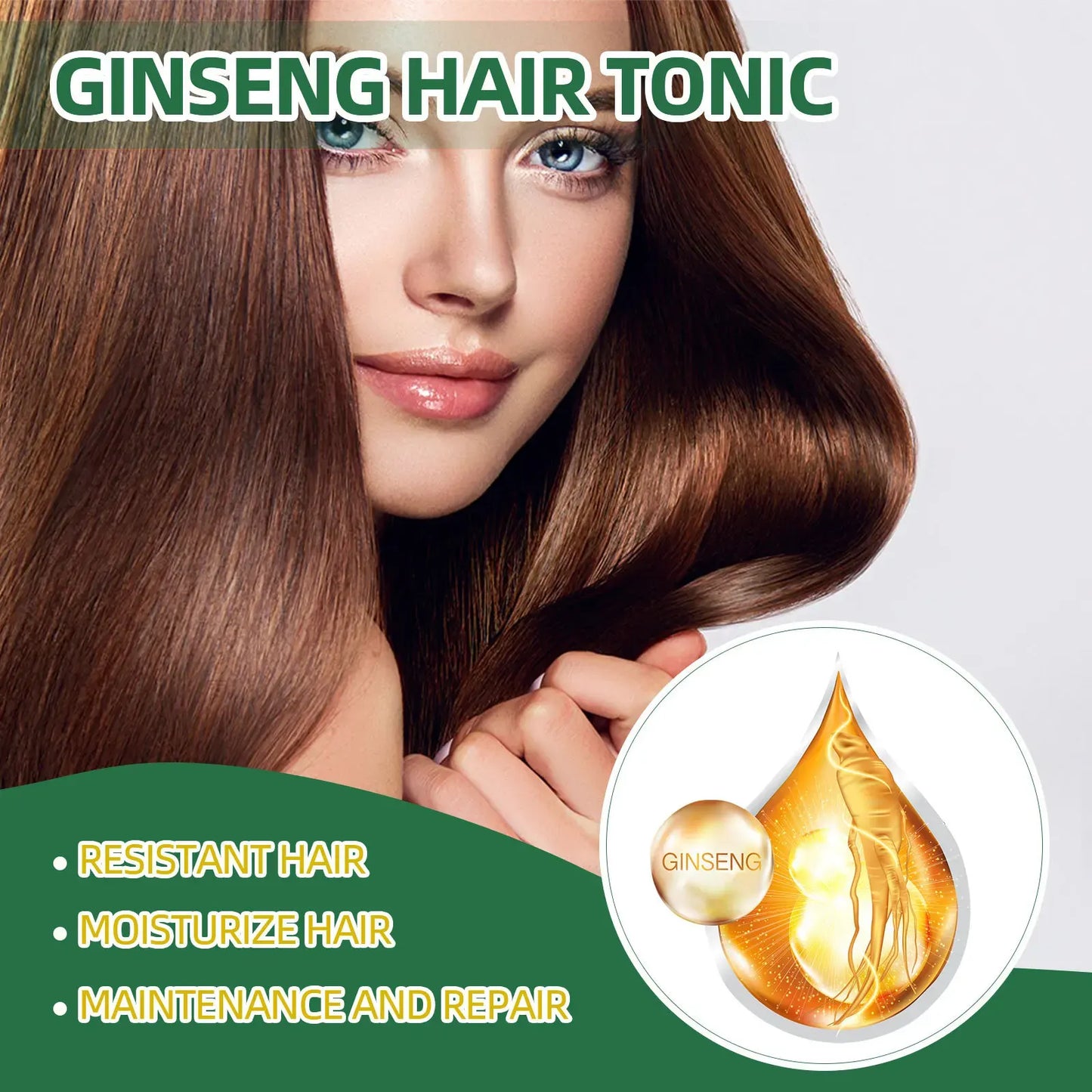 OUHOE® Spray Crecimiento del Cabello con Jengibre y Ginseng Coreano – Fortalece, Engrosa y Da Brillo