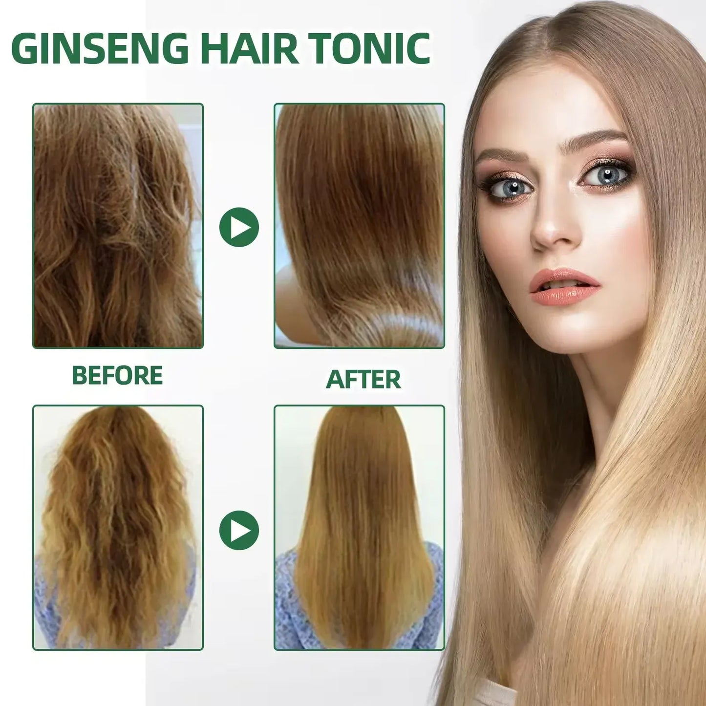 OUHOE® Spray Crecimiento del Cabello con Jengibre y Ginseng Coreano – Fortalece, Engrosa y Da Brillo