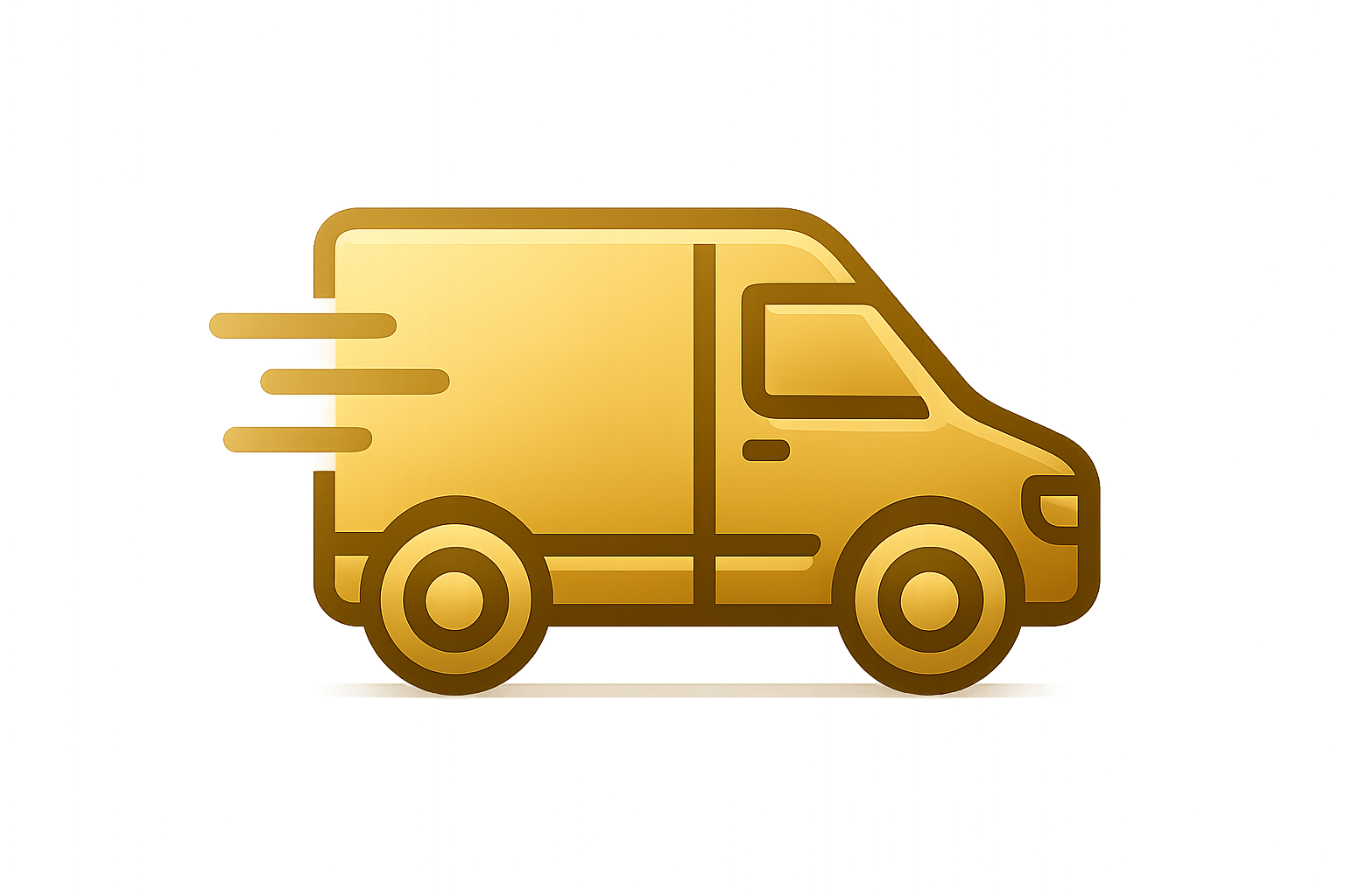 icono de camion courrier en color dorado