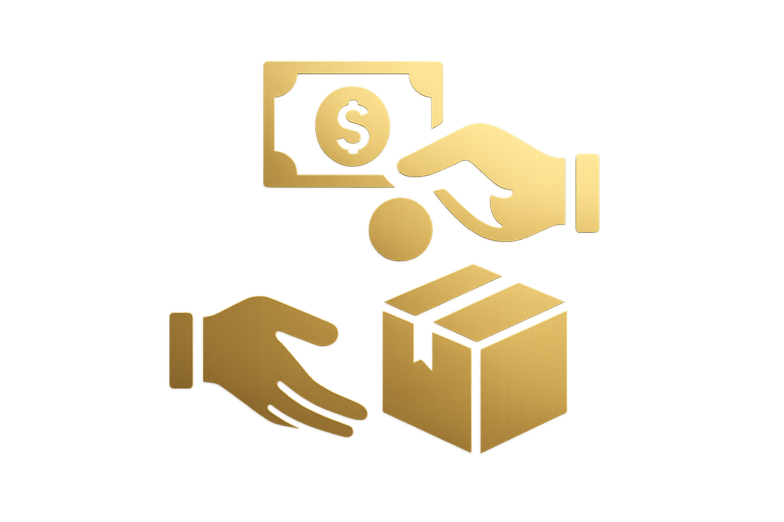 icono pago contra entreda color dorado sin camion